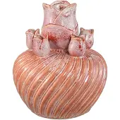 Ptmd Mailia Peach Ceramic Round Tulip Vase With Swirl L