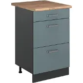 Vicco Keukenonderkast R-Line Blauw-grijs/Antraciet 50 cm goudkleurig eiken werkblad, Model 69868
