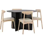 Ebuy24 Tyresö eethoek eettafel zwart 4 stoelen whitewash.