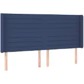 vidaXL Hoofdbord met randen 183x16x118/128 cm stof blauw