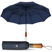 Le Monde du Parapluie Automatische, windbestendige opvouwbare paraplu voor heren,Blauw