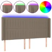 vidaXL Hoofdbord LED 183x16x118/128 cm stof taupe