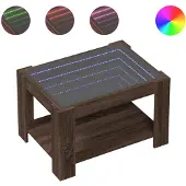 vidaXL Salontafel met LED 73x53x45 cm bewerkt hout bruin eikenkleurig