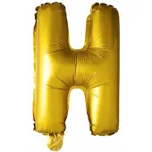 Funny fashion Folie Ballon Letter H Goud 41cm met Rietje
