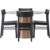 Ebuy24 Lanzo eethoek eettafel naturel 4 stoelen zwart.