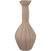 Ptmd Lydia Light Brown Ceramic Swirl Ribbed Vase L