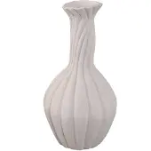 Ptmd Lydia White Ceramic Swirl Ribbed Vase M