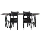 Ebuy24 Stone eethoek eettafel mokka 4 stoelen zwart.