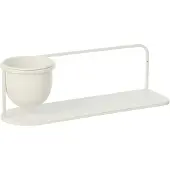 J-Line wandrek + bloempot - ijzer - wit