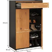 Idimex Schoenkast TILO met lade – kleuren: zwart/eikenhout