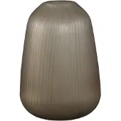 Ptmd Marria Brown Glass Vase Handcut Ribbed Round M