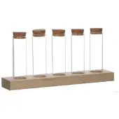 Ideas 4 Seasons Houten Houder Met 5 Reageerbuizen Transparant transparant Glas