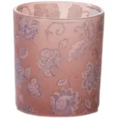 Mars & More Theelichthouder fluwelen bloemen roze klein 8cm