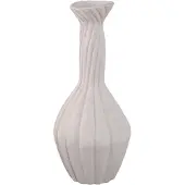 Ptmd Lydia White Ceramic Swirl Ribbed Vase L