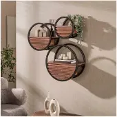 Meubelplaats Wandschap Circular 1L Ø30 - Massief acacia bruin