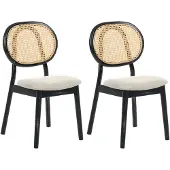 Beliani GAVIOTA - Eetkamerstoel set van 2 - Zwart/Beige - Stof