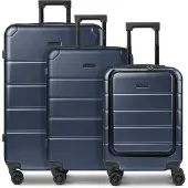 Police Dublin 4 wielen Kofferset 3-delig met uitbreidingsplooi blauw