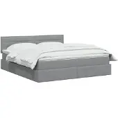 vidaXL LED-bed met opbergruimte en matras, lichtgrijs, 180 x 200 cm, stof
