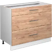 Vicco Keukenonderkast Fame-Line, Goudkleurig Eiken/Wit, 100 cm, WB Eik