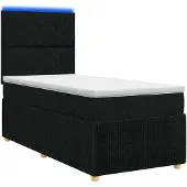 vidaXL LED boxspringbed met matras, zwart, 90 x 190 cm, gestoffeerd