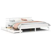 vidaXL Bedframe met lades massief grenenhout wit 200x200 cm