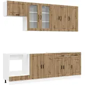 vidaXL Keukenelement PORTO, 8 stuks, kunststof met houtmotief, "Artisan Eik"