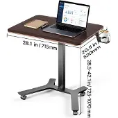 Vevor Verstelbaar bureau, computerbureau, 715x520x(725-1070)mm, metalen frame, MDF-bureaublad, draagvermogen 15 kg, wielen met 2 remmen, mobiel bureau voor thuiswerkplek/kantoor