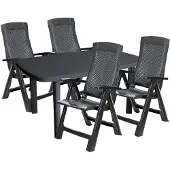 Mojawo Zitmeubelset voor de tuin, 5-delig, antracietkleurig