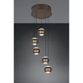 TRIO 5-lichts vide hanglamp Orbit platinum bruin
