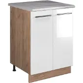 Vicco Wastafelkast Fame-Line, Wit Hoogglans/Goudkleurig Eiken, 60 cm