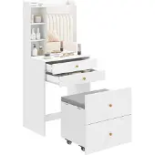HOMCOM Vanity Table Set-Leinen (100 % Polyester), Spanplatte-Weiß