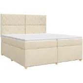 vidaXL Boxspringbed met matras Crèmekleurig 200 x 200 cm Stof