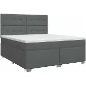 vidaXL Boxspringbed met matras Donkergrijs 140 x 200 cm Stof