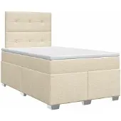 vidaXL Boxspringbed met matras Crèmekleurig 120 x 190 cm Stof