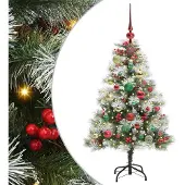vidaXL Kunstkerstboom Groen en wit 120 cm PVC en Metaal en Plastic