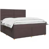 vidaXL Boxspringbed met matras, donkerbruin, 140 x 190 cm, met stoffen bekleding