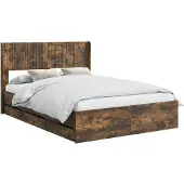 vidaXL bedframe met opbergruimte en hoofdeinde, gerookt eikenhout