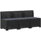 vidaXL 3-Zits Tu bank met Kussens Rattan Look 3-zits PP Antraciet
