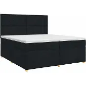 vidaXL Boxspringbed met matras met hoofdeinde Zwart 200 x 200 cm Stof