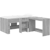 vidaXL Kinderhoogslaper met bureau 2 st Grijs Sonoma Bewerkt hout