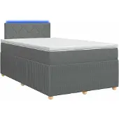 vidaXL Boxspringbed met matras, donkergrijs, 120 x 200 cm, met stoffen bekleding
