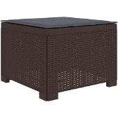 vidaXL Eén-zits Tuin Sofa met Kussen Rieten Look PP Bruin