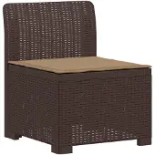 vidaXL Eén-zits Tuin Sofa met Kussen Rieten Look PP Bruin