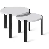 Vicco Salontafel set Norin, Wit/Zwart, 60 x 60 cm