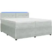 vidaXL Boxspringbed met matras, lichtgrijs, 200 x 200 cm, fluweel
