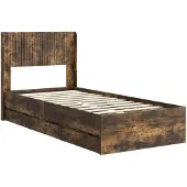 vidaXL Bedframe met opbergruimte en hoofdbord met lade Gerookt eiken