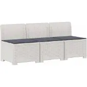vidaXL 3-Zits Tu bank met Kussens Rattan Look 3-zits PP Wit