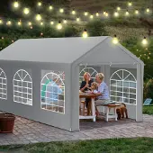 Sonstiges Partytent 3x6 meter, grijs, met ramen, waterdicht, UV-bescherming, stalen frame