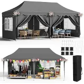 Sonstiges Paviljoen, 3x6 meter, grijs, waterdicht, stabiel, met 6 zijwanden, UV-bescherming 50+