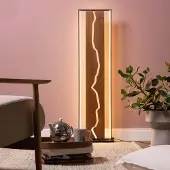 Lightbox LED-vloerlamp, 120 cm, 2300 lumen, 3000 Kelvin, hout/metaal, bruin/zwart